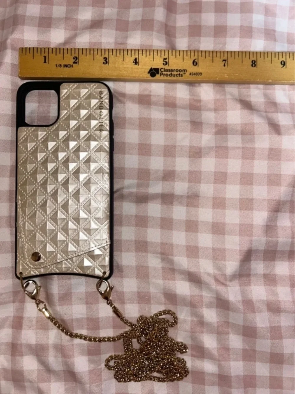 NEW RARE Bandolier Sheila Pyramid Studded Gold Crossbody Phone Case and Wallet